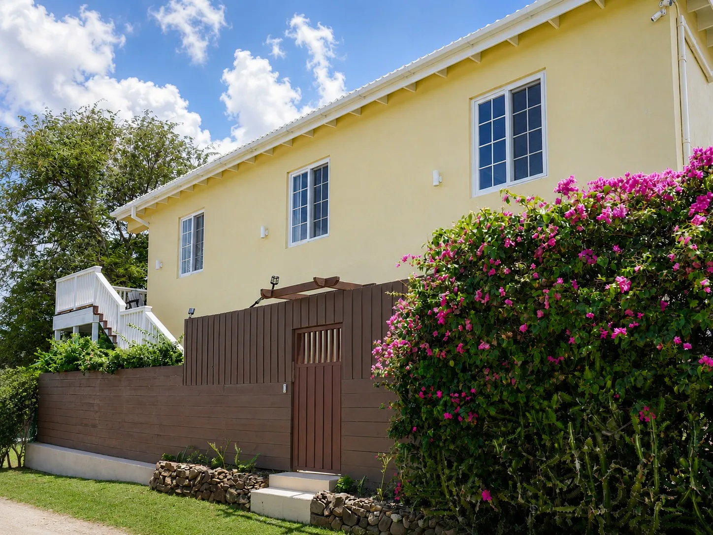 Hillside exterior of the guesthouse